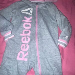Reebok Kids One Piece in Gray with Pink Accents